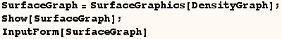 SurfaceGraph = SurfaceGraphics[DensityGraph] ; Show[SurfaceGraph] ; InputForm[SurfaceGraph] 